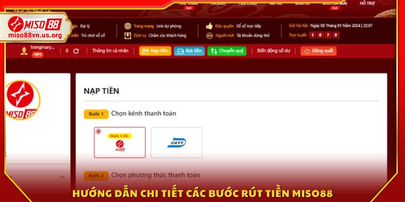 Hướng dẫn thao tác rút tiền chi tiết